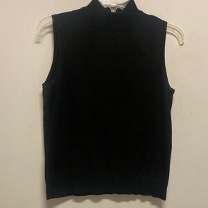 JUDITH HART/Sleeveless Mock Neck Knit Top - Black